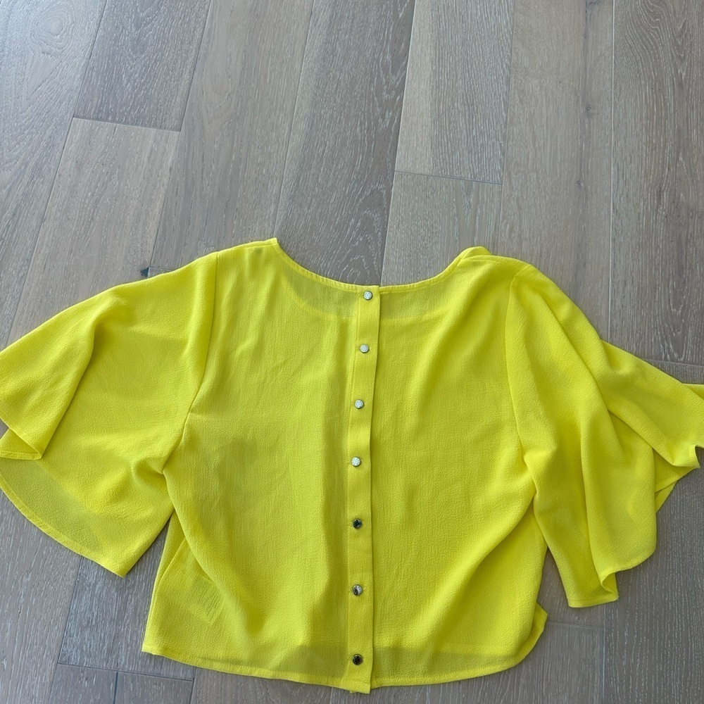 bebe Yellow Button-Back Blouse